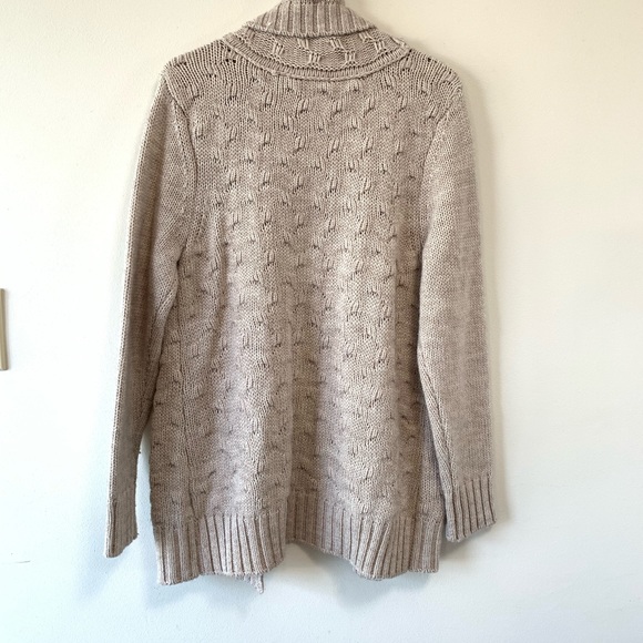 Dex. Wool blend open cardigan. Tan cable knit size M - Picture 3 of 7